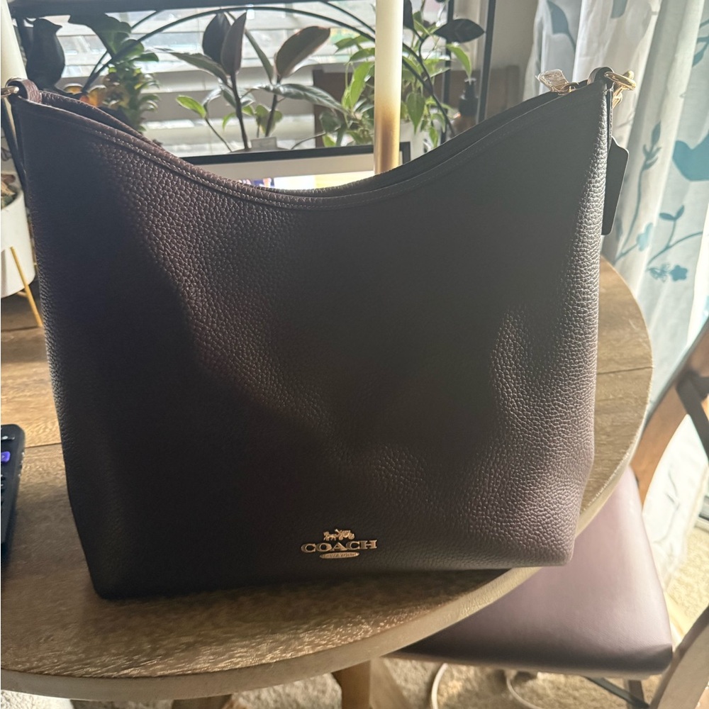 Coach Brown Leather Shoulder Bag with Signature Hardware